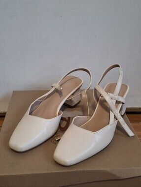 Rilista Cream Slingback Block Heels